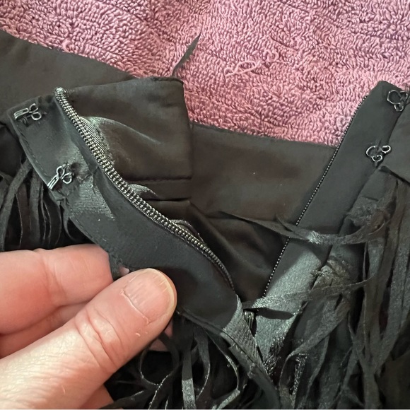 Express Black Fringe Mini Skirt - Picture 4 of 10